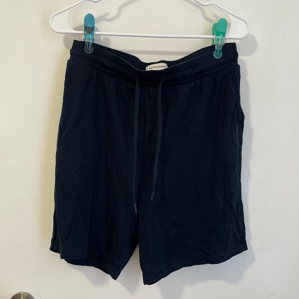 Autograph Marks & Spencer Men's Navy Blue Drawstring Shorts Casual Comfy Medium
